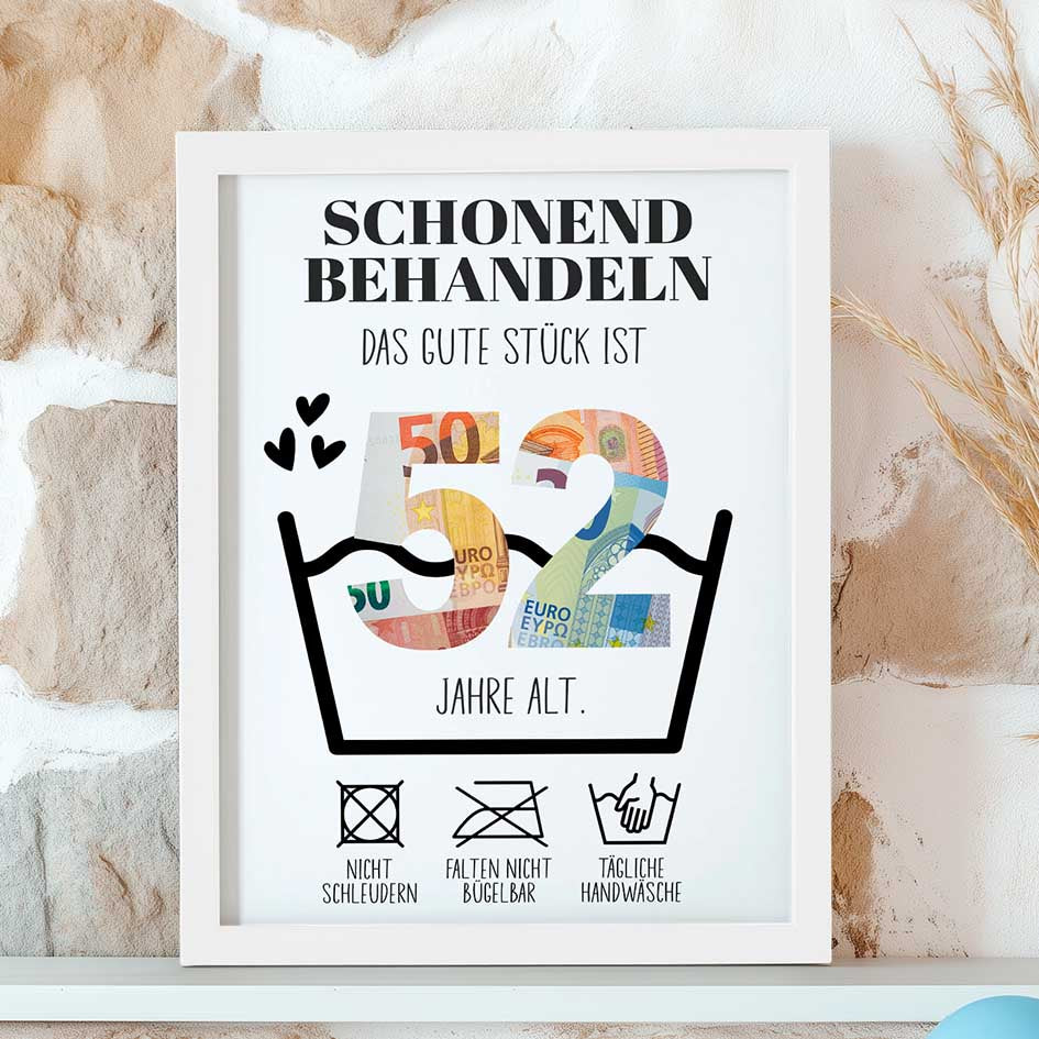 Geldgeschenk 52. Geburtstag im Rahmen merchOne