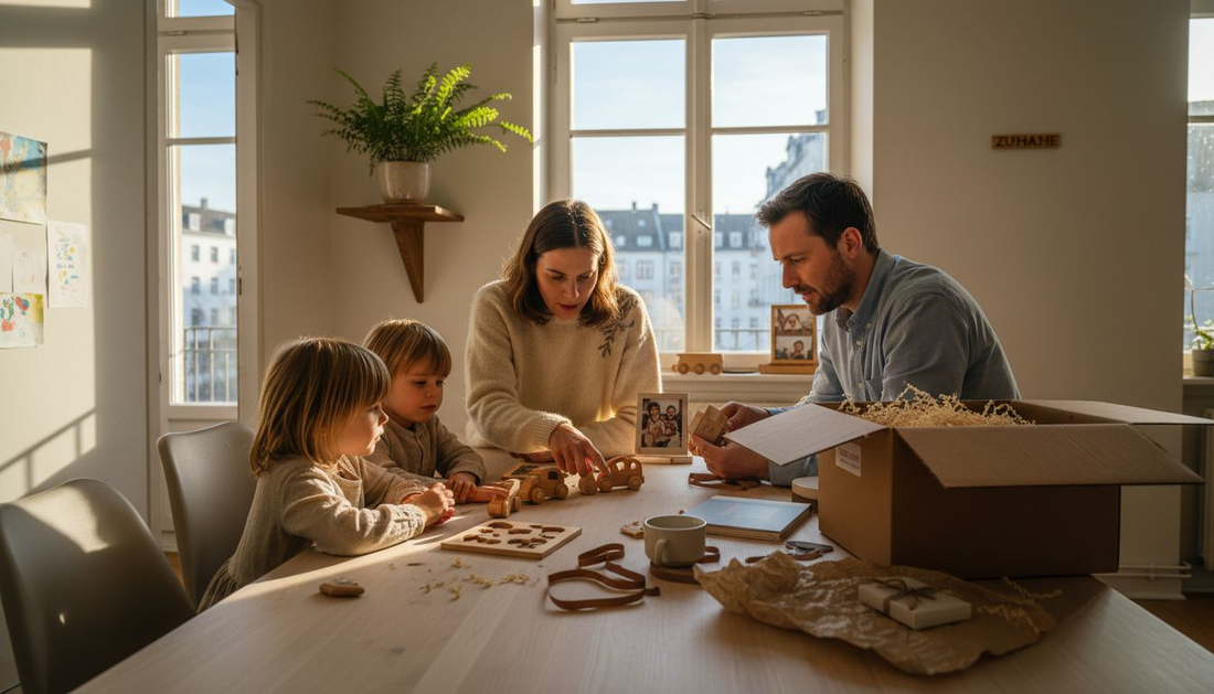 Am Familientisch werden nachhaltige und persönliche Geschenkideen ausgesucht.