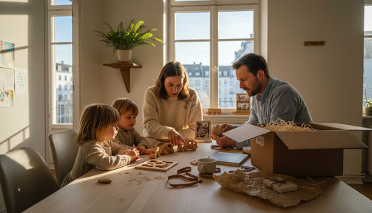 Am Familientisch werden nachhaltige und persönliche Geschenkideen ausgesucht.