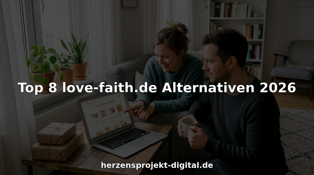 Ein Paar stöbert gemütlich zu Hause nach persönlichen Geschenkideen und überlegt gemeinsam, was am besten passt.