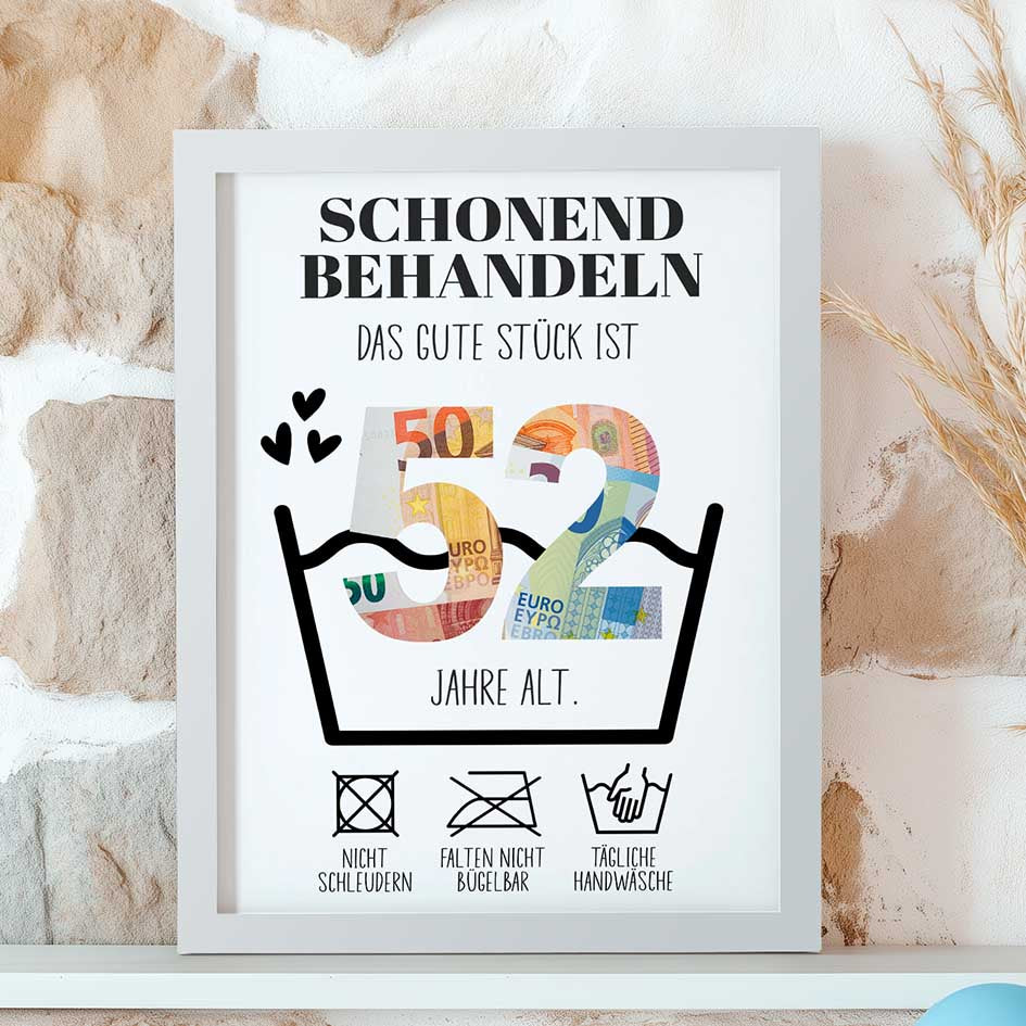 Geldgeschenk 52. Geburtstag im Rahmen merchOne