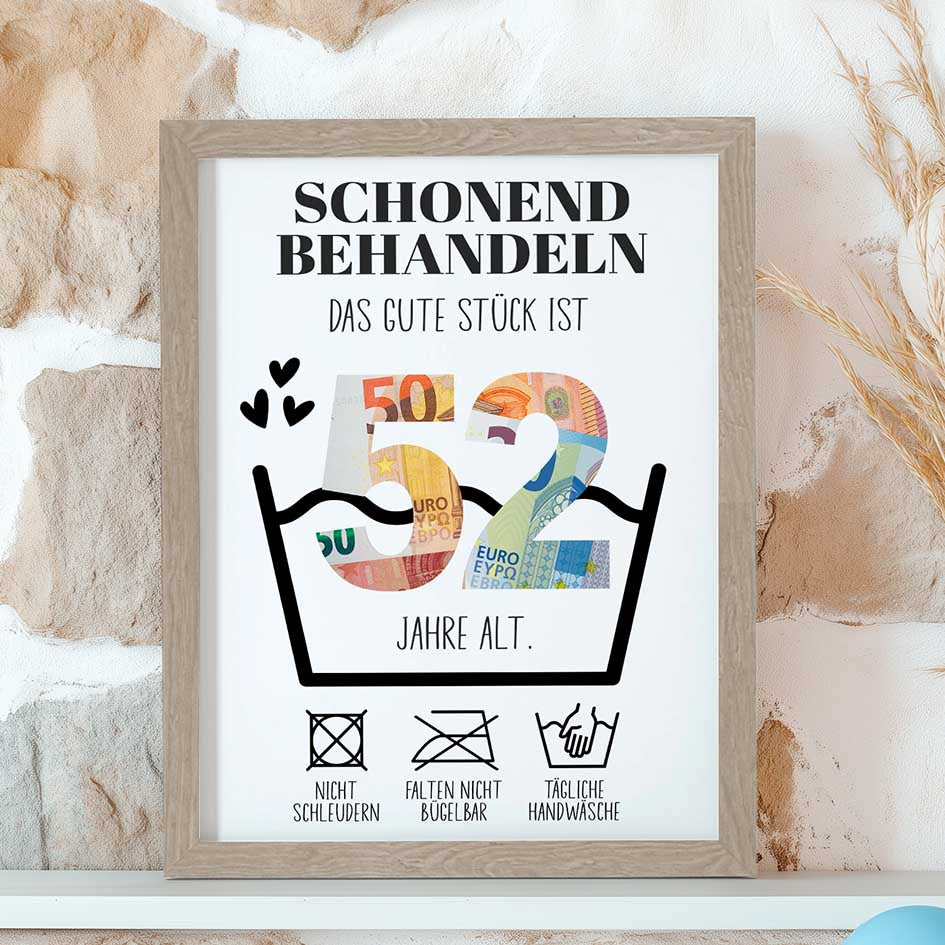 Geldgeschenk 52. Geburtstag im Rahmen merchOne