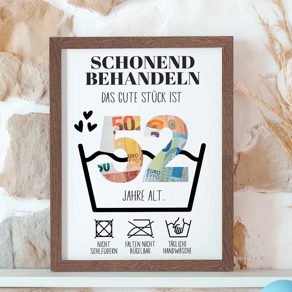Geldgeschenk 52. Geburtstag im Rahmen merchOne