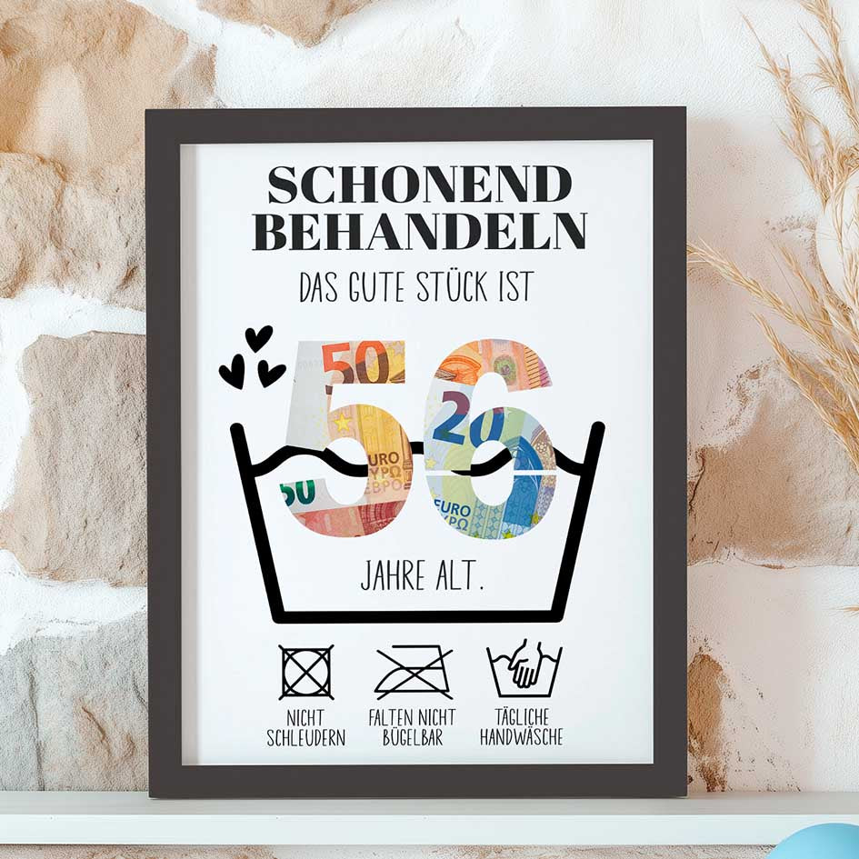 Geldgeschenk 56. Geburtstag im Rahmen merchOne