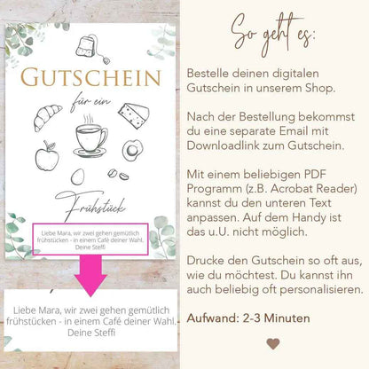 Gutschein gemeinsames Frühstück