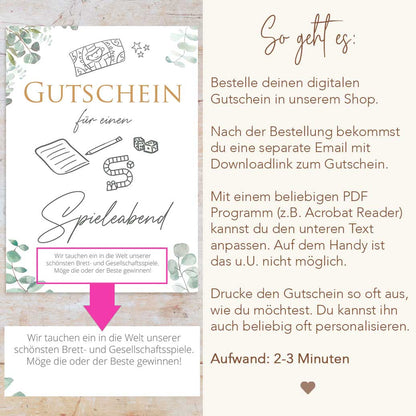 Gutschein Spieleabend Herzensprojekt Manufaktur