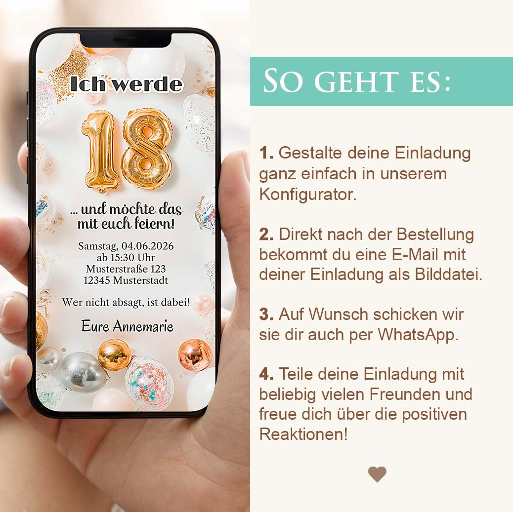 Digitale Einladung Geburtstag Herzensprojekt Manufaktur