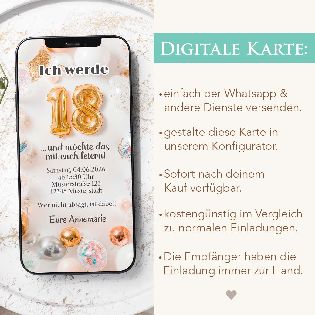 Digitale Einladung Geburtstag Herzensprojekt Manufaktur