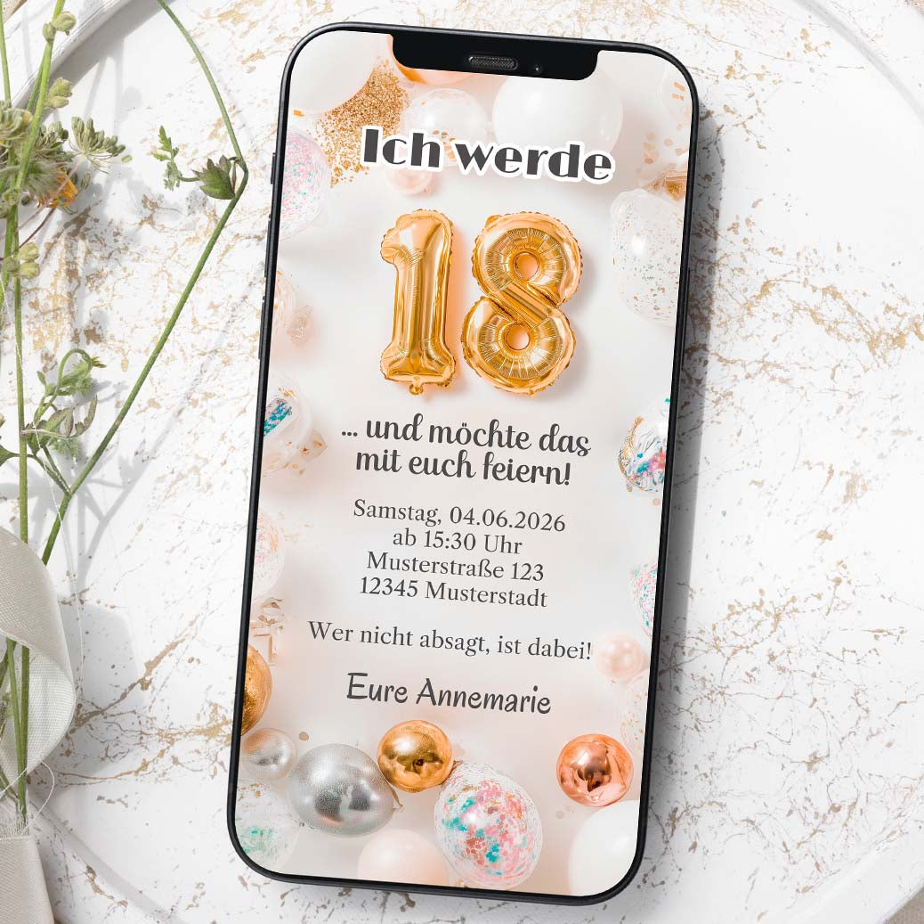 Digitale Einladung Geburtstag Herzensprojekt Manufaktur