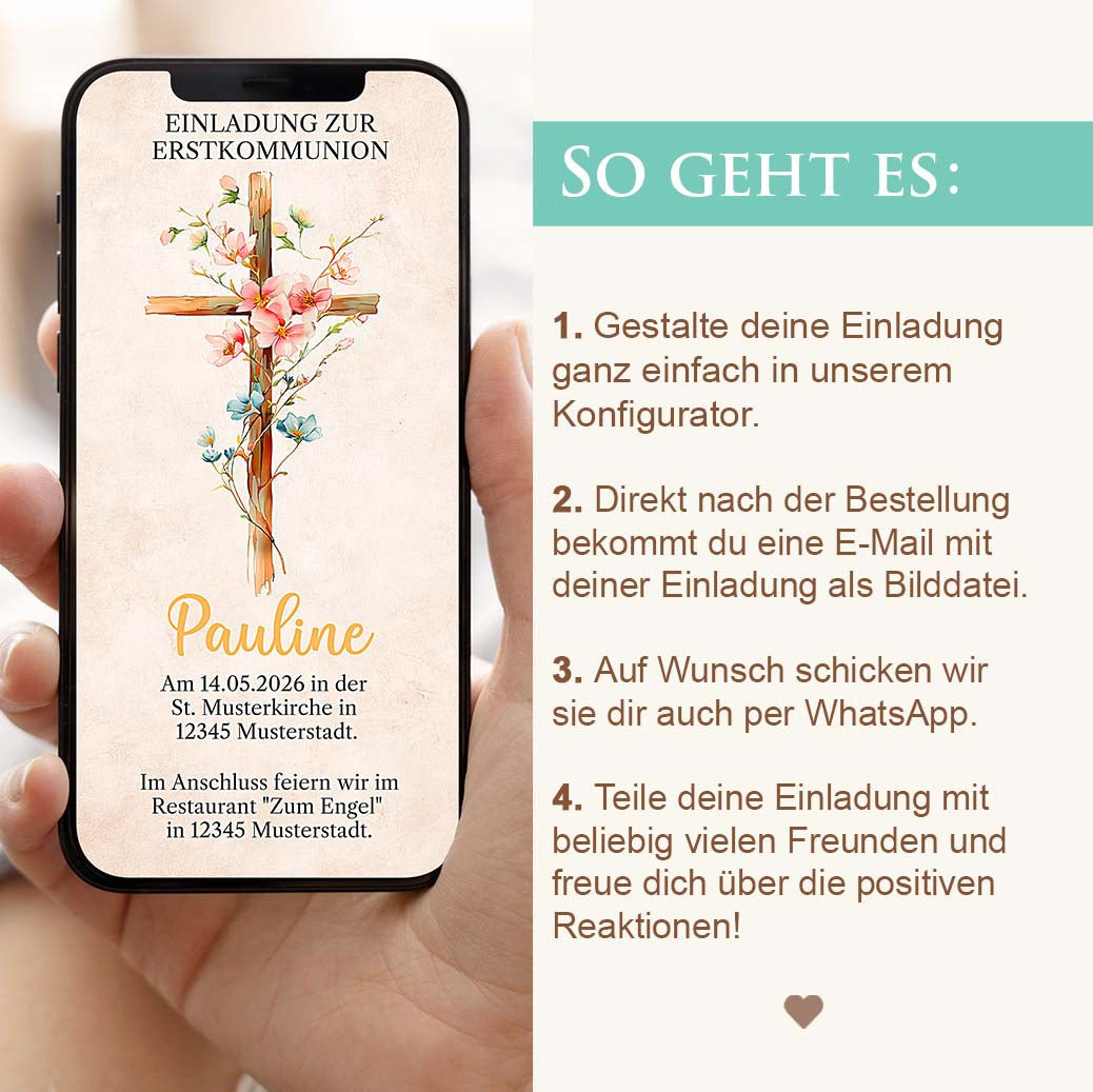 Einladungskarte zur Kommunion Herzensprojekt Manufaktur