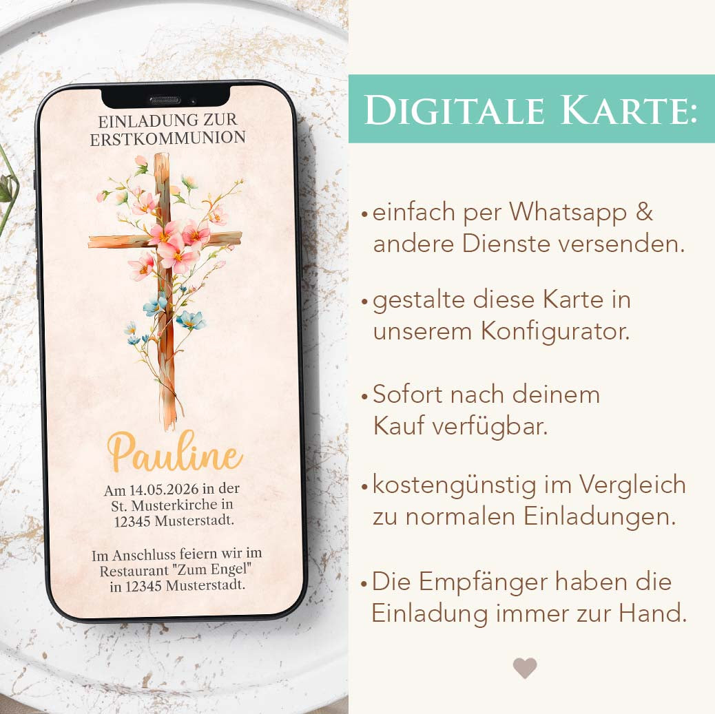 Einladungskarte zur Kommunion Herzensprojekt Manufaktur