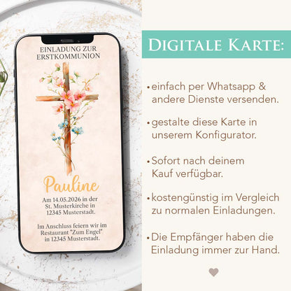 Einladungskarte zur Kommunion Herzensprojekt Manufaktur