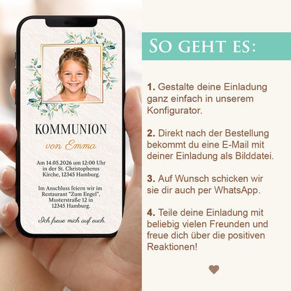 Einladungskarte zur Kommunion Herzensprojekt Manufaktur