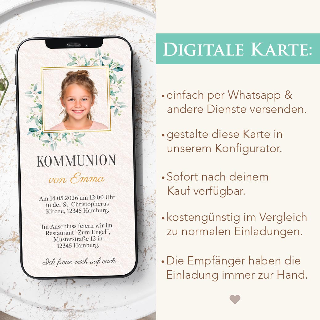 Einladungskarte zur Kommunion Herzensprojekt Manufaktur