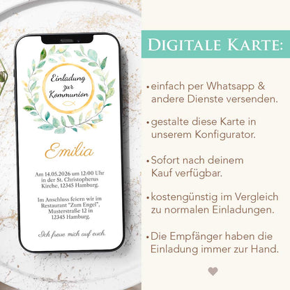 Einladungskarte zur Kommunion Herzensprojekt Manufaktur