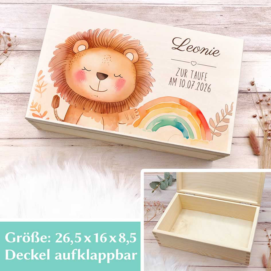 Erinnerungsbox Taufe Löwe Herzensprojekt Manufaktur