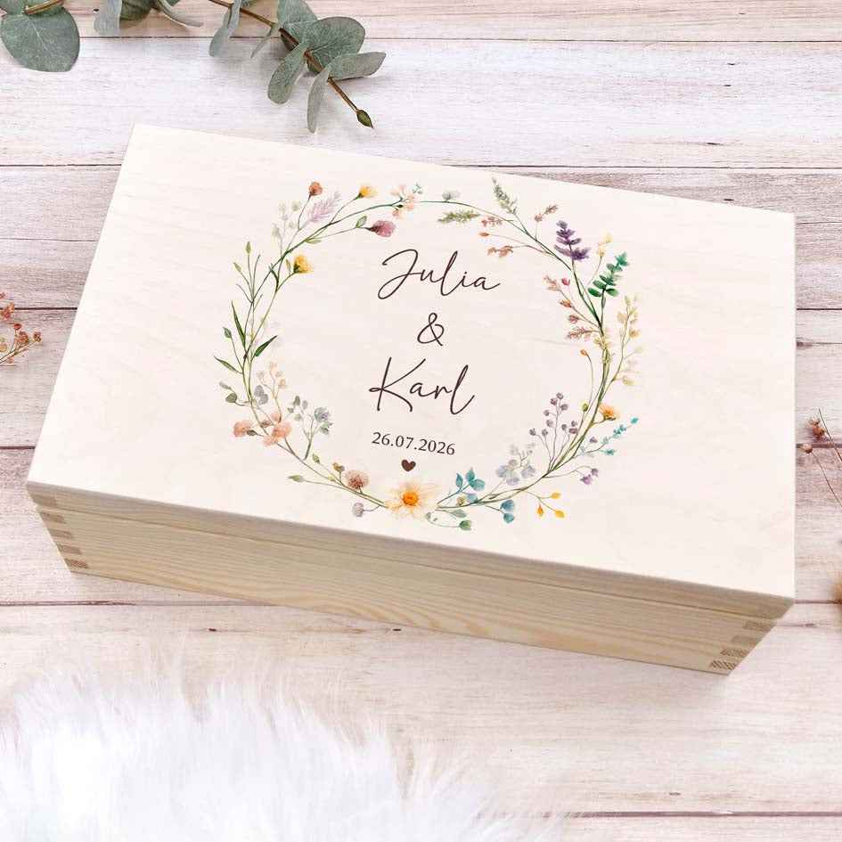 Erinnerungskiste Hochzeit "Blumenkranz"