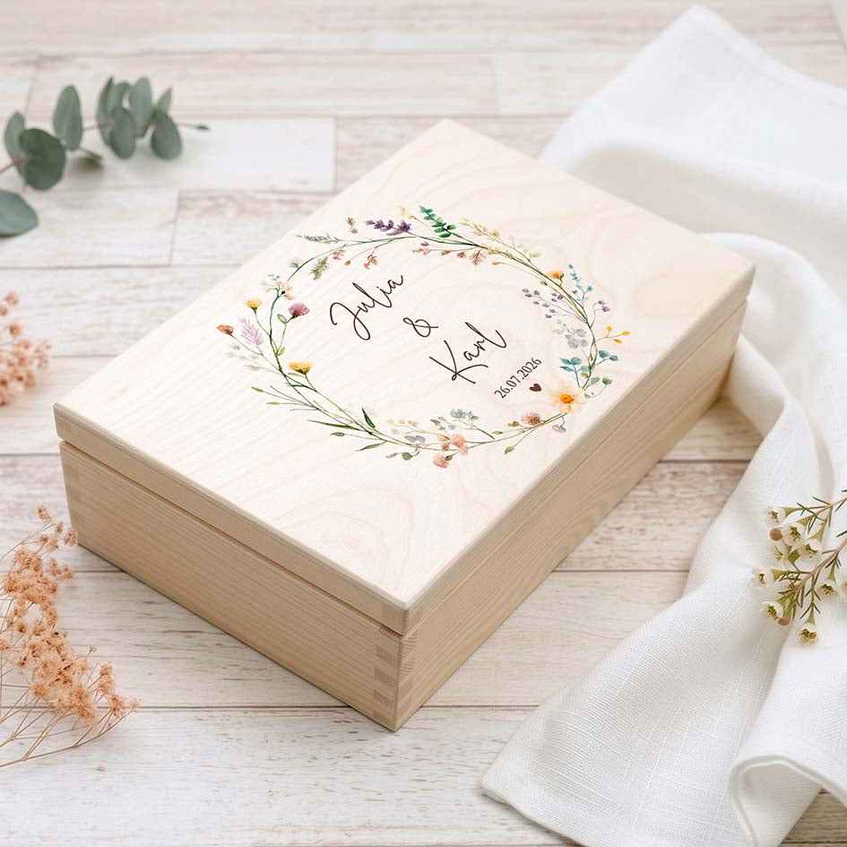 Erinnerungskiste Hochzeit "Blumenkranz"
