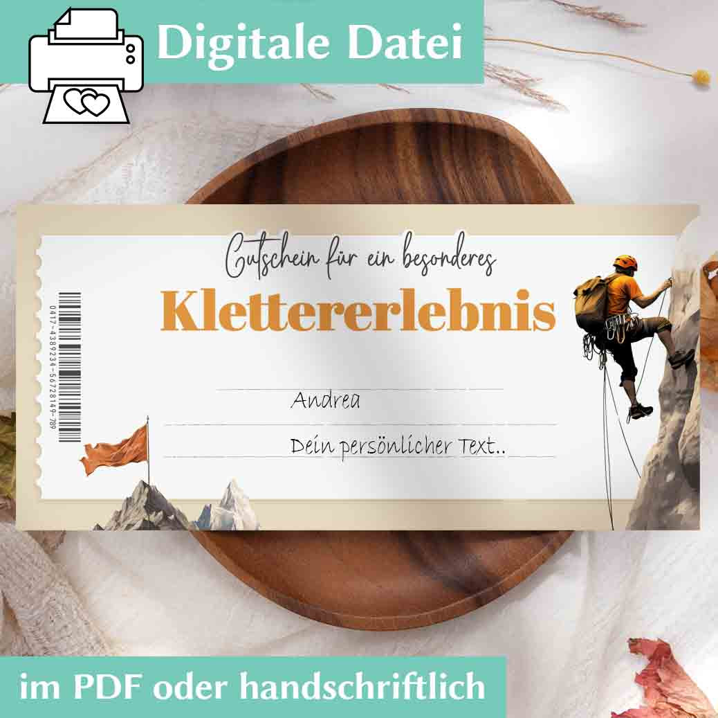 Klettern Gutschein Herzensprojekt Manufaktur