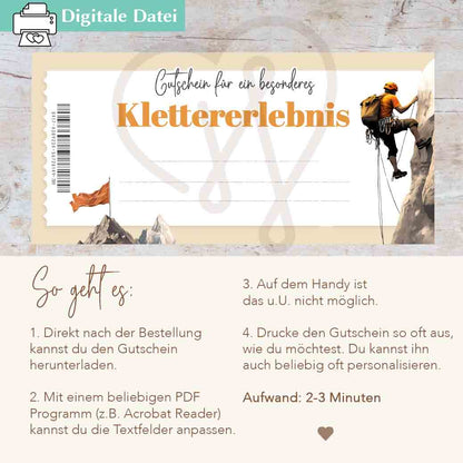 Klettern Gutschein Herzensprojekt Manufaktur
