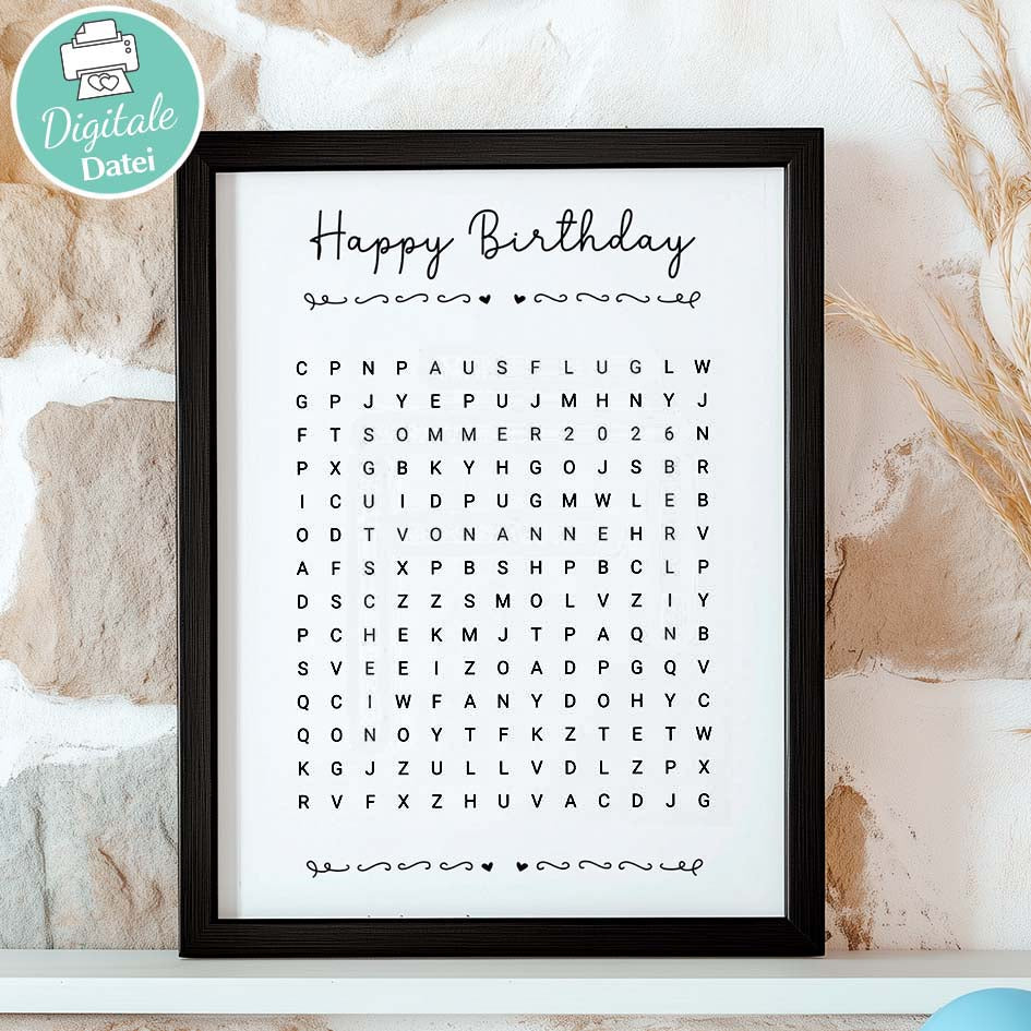 Geburtstag Kreuzworträtsel Herzensprojekt Manufaktur