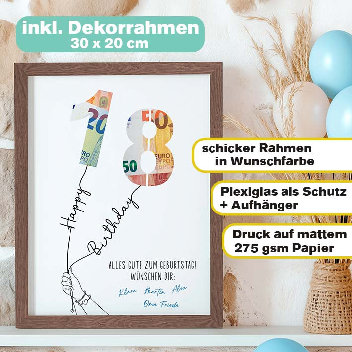 Geldgeschenk 18 Geburtstag Mädchen Rahmen Herzensprojekt Manufaktur
