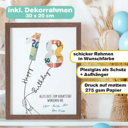 Geldgeschenk 18 Geburtstag Mädchen Rahmen Herzensprojekt Manufaktur