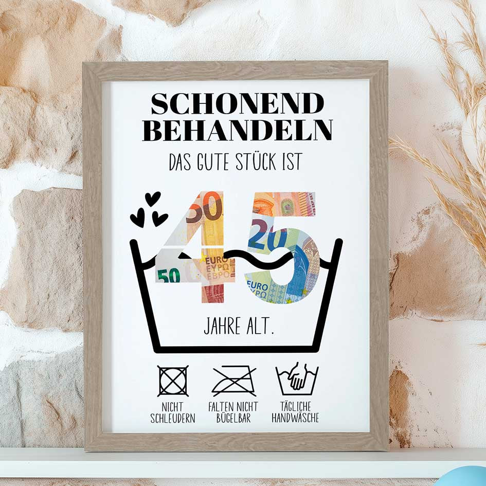 Geldgeschenk 45. Geburtstag im Rahmen merchOne