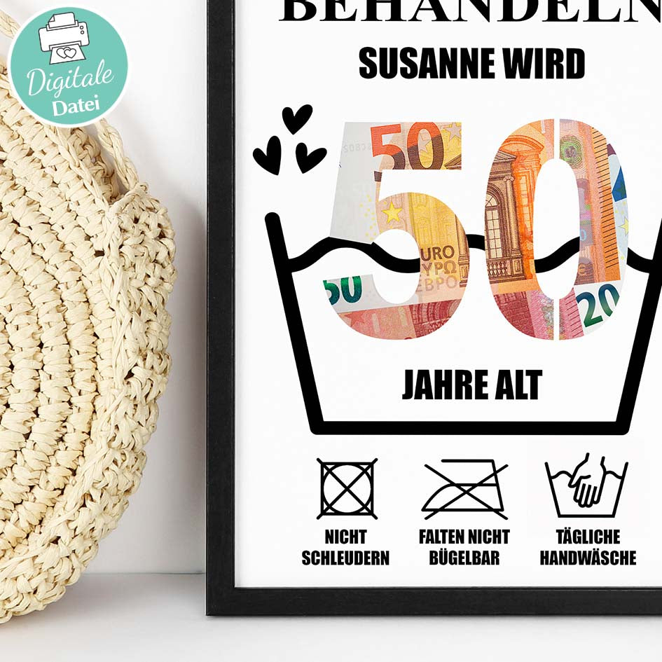 Geldgeschenk 50ster - Editierbar Herzensprojekt Manufaktur