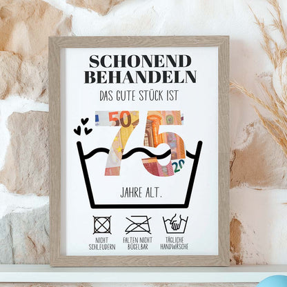 Geldgeschenk 75. Geburtstag im Rahmen merchOne