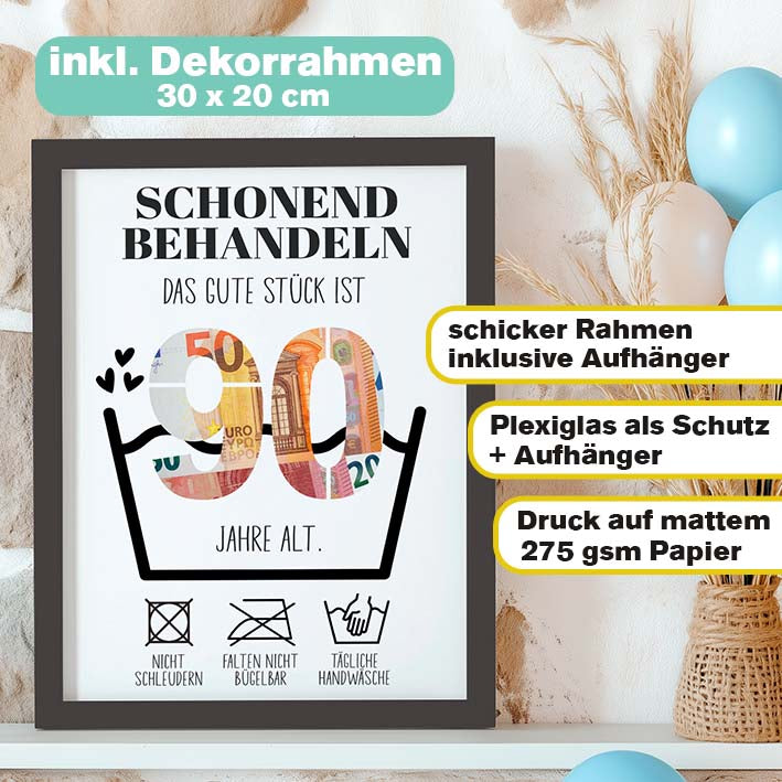 Geldgeschenk 90. Geburtstag im Rahmen merchOne