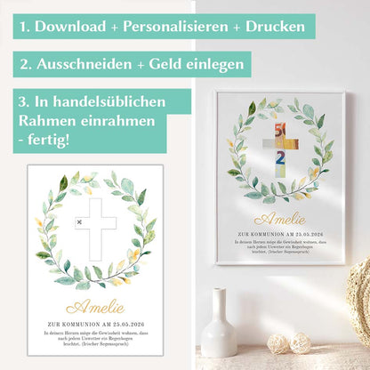 Geldgeschenk zur Kommunion basteln Herzensprojekt Manufaktur