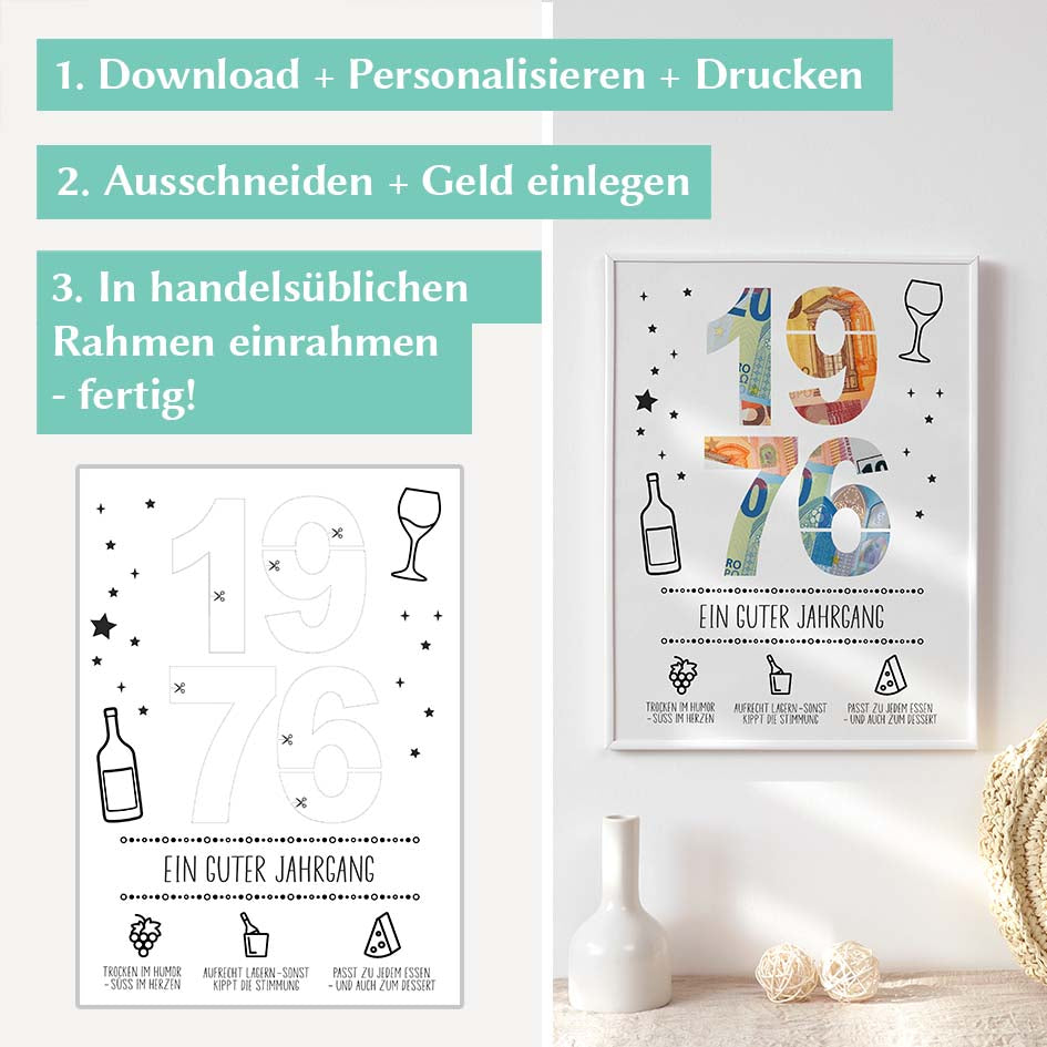 Geldgeschenk Geburtstag 1976 Herzensprojekt Manufaktur