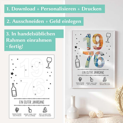 Geldgeschenk Geburtstag 1976 Herzensprojekt Manufaktur