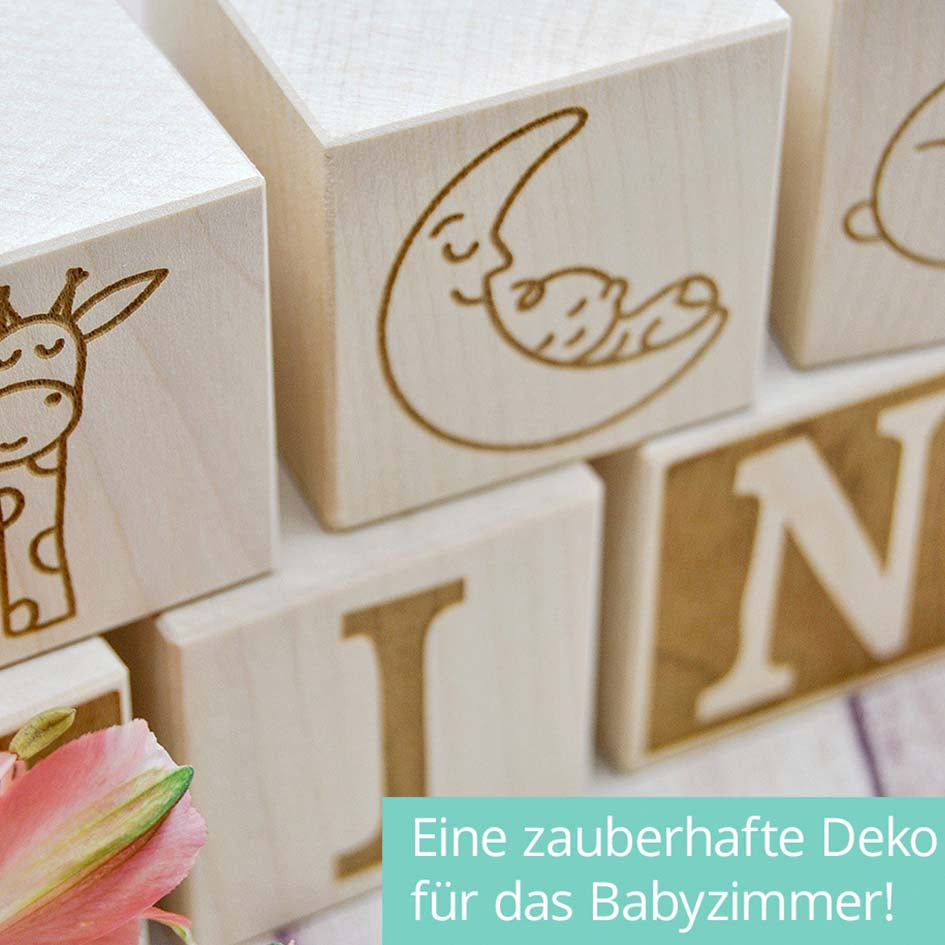 Holzwürfel zur Geburt Herzensprojekt Manufaktur