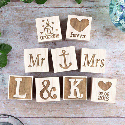 Holzwürfel zur Hochzeit