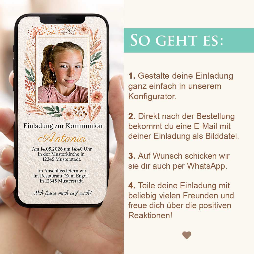 Kommunionseinladung WhatsApp Herzensprojekt Manufaktur