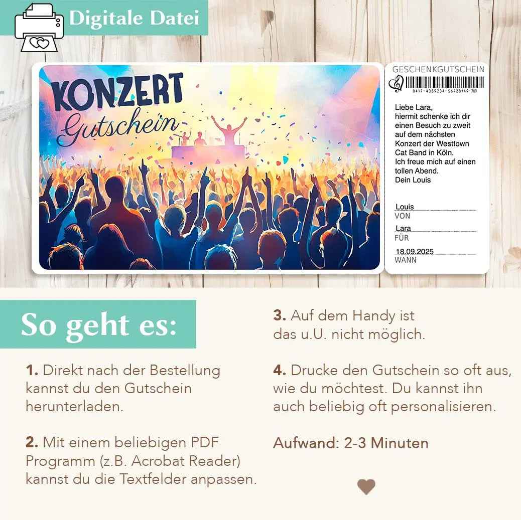 Konzertgutschein Vorlage