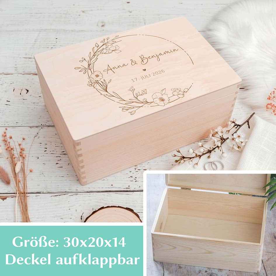Personalisierte Holzbox Hochzeit