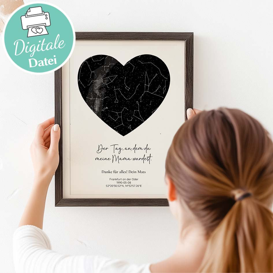 Sternenkarte Digital Mama DIN A4 Herzensprojekt Manufaktur