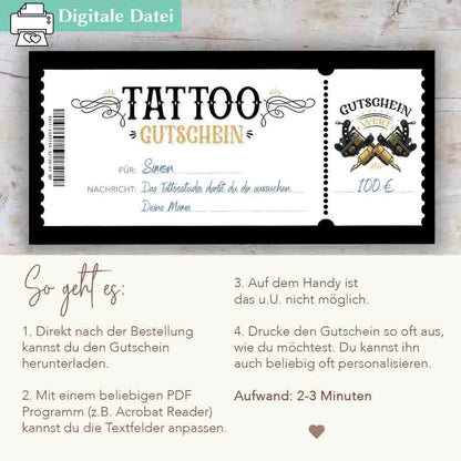 Tattoo Gutscheinvorlage