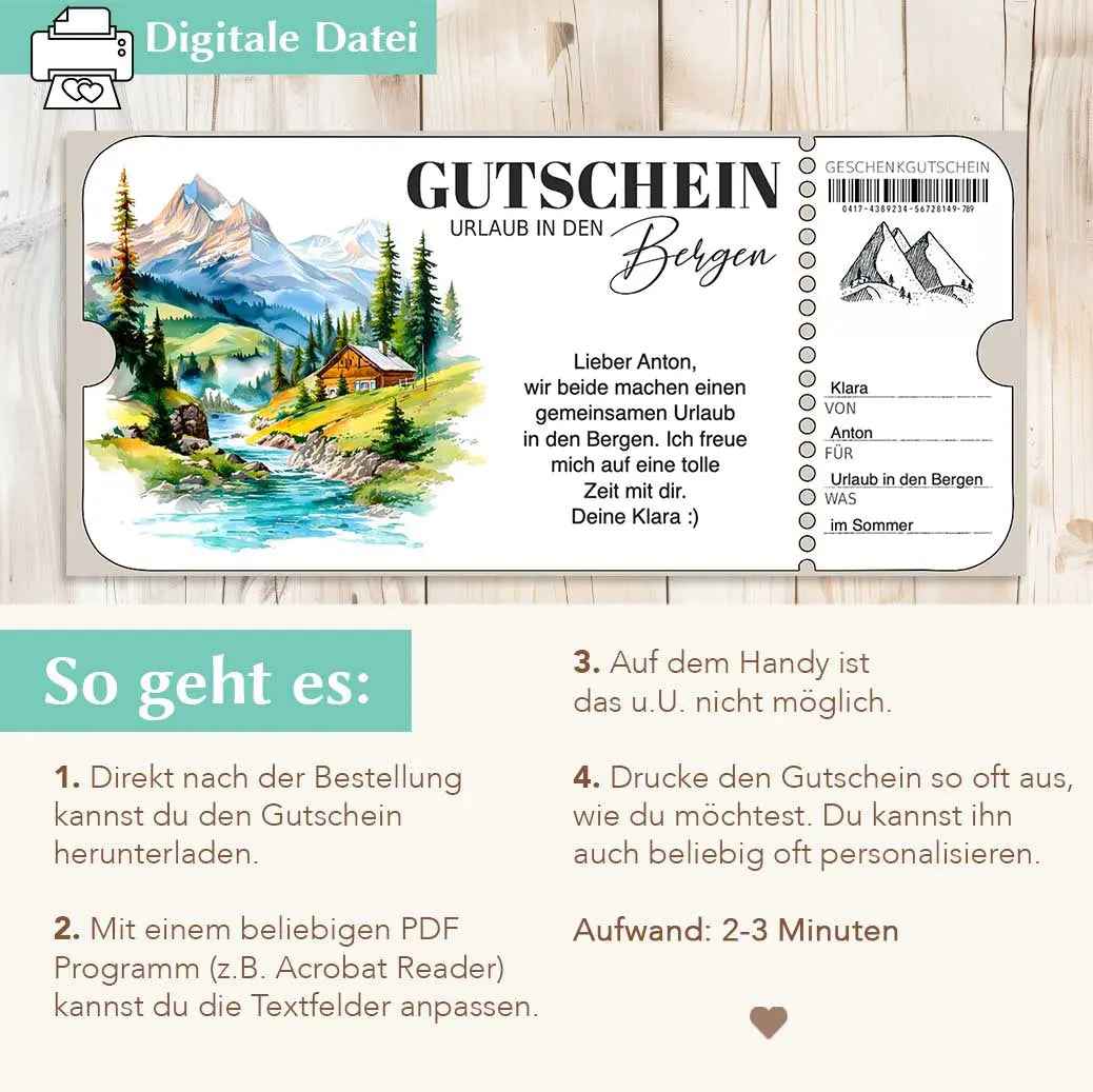 Urlaub Berge Gutschein